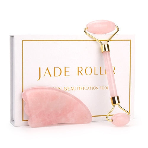 ★Rouleau pierre de JADE ou Quartz rose + Gua Sha★